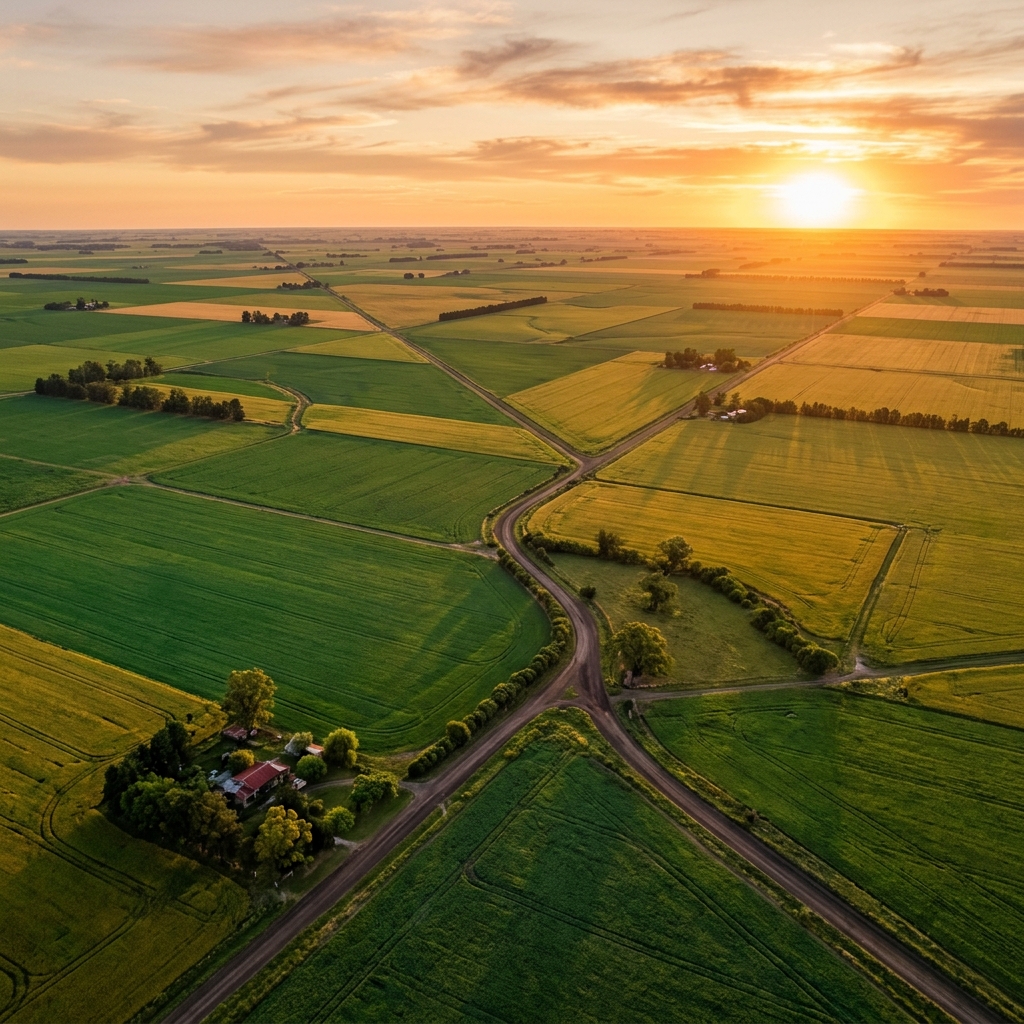 Campos del litoral argentino al atardecer